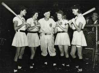 Grand Rapids Chicks Players with Manager John "Johnny" Rawlings photograph, 1947