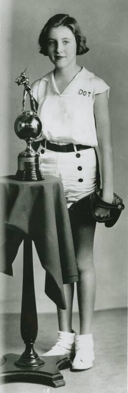 Dottie Collins with Trophy photograph, 1936