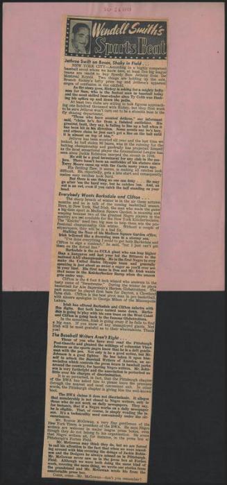 Sports Beat newspaper column, 1949 September 24