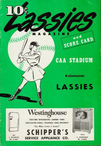 Kalamazoo Lassies magazine and score card, 1953
