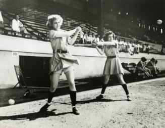 Charlene Barnett and Jerre DeNoble Batting photograph, 1947