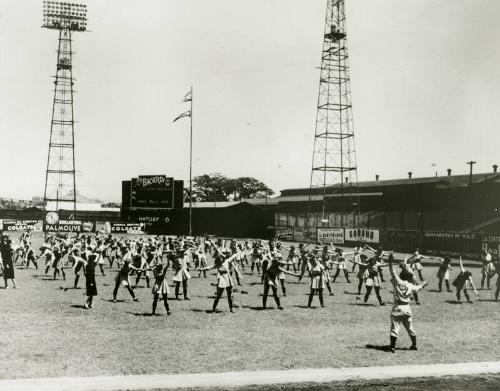 Warm-Up at El Gran Stadium during Spring Training in Cuba photograph, 1947