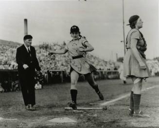Grand Rapids Chicks Player Running to Home Plate photograph, between 1945 and 1954