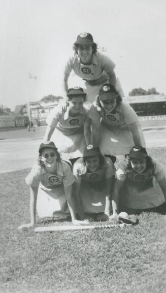 Milwaukee Chicks Human Pyramid photograph, 1944