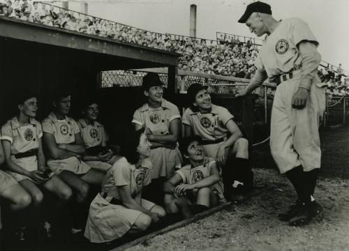 Grand Rapids Chicks Players in the Dugout photograph, 1947