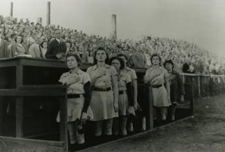 Grand Rapids Chicks during the National Anthem photograph, 1946