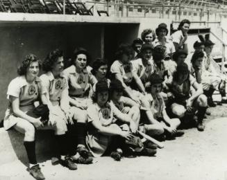 Grand Rapids Chicks in the Dugout photograph, 1947