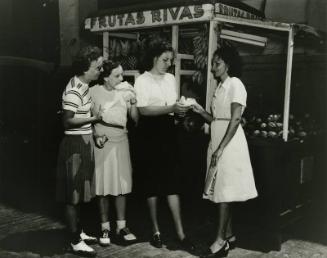 Muskegon Lassies at a Fruit Stand photograph, 1947