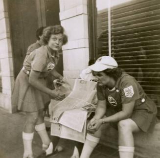 Barbara Berger Brown and Patricia "Pat" Barringer on Tour photograph, 1949