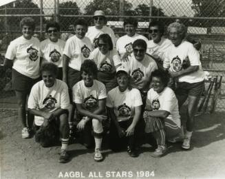 All-American Girls Professional Baseball League All-Stars photograph, 1984