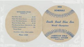 South Bend Blue Sox schedule, 1952