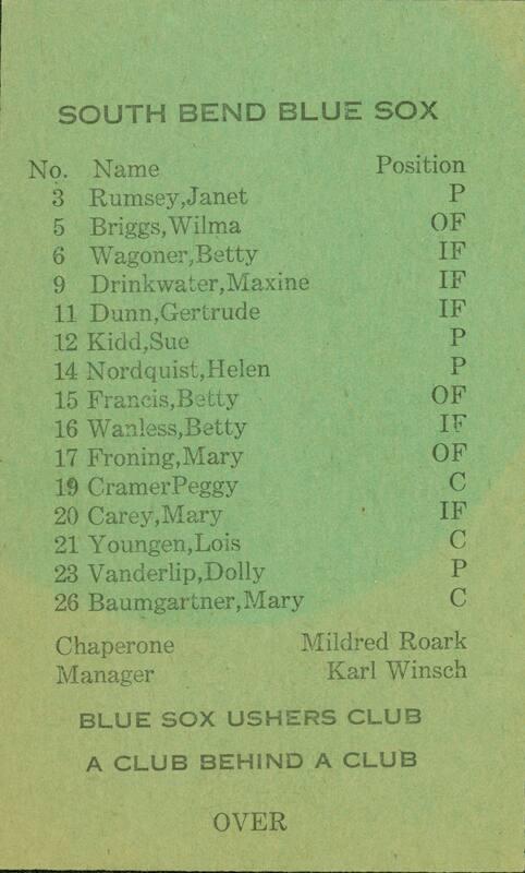 South Bend Blue Sox and Grand Rapids Chicks roster, 1954