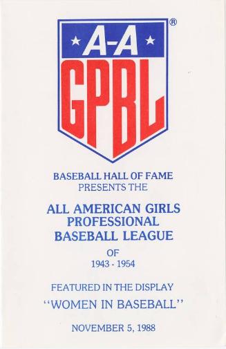"Women in Baseball" Exhibit program, 1988