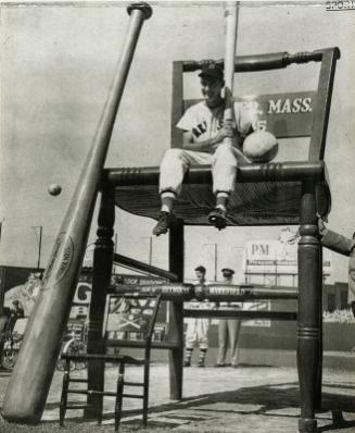Ted Williams Sits on a Large Chair photograph, 1946