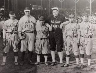 Babe Ruth, Lou Gehrig, and Fresno Club Team Barnstorming Tour photograph, 1927 October 29