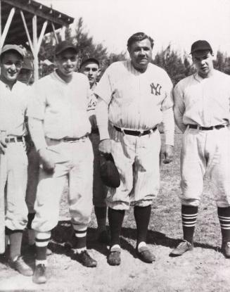 Babe Ruth and Unidentified Local Players photograph, undated