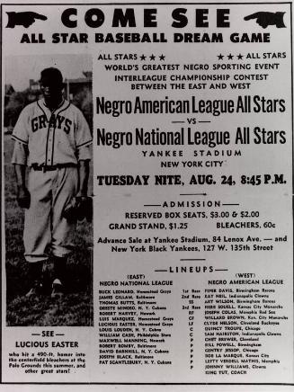 Negro Leagues East-West Game Advertisement photograph, 1948