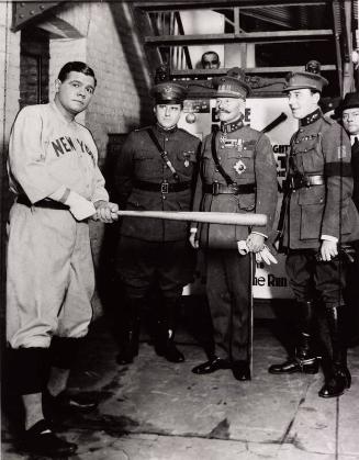 Babe Ruth Posed with Soldiers photograph, between 1920 and 1934