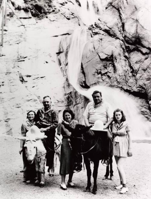 Babe Ruth and Family with Donkeys photograph, undated