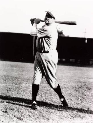 Babe Ruth Swinging Bat on set of "Perfect Control" photograph, probably 1931