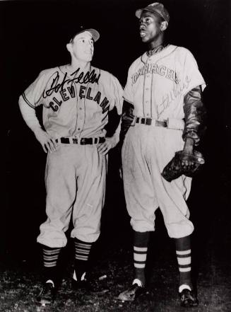Satchel Page with Bob Feller photograph, 1946 or 1947