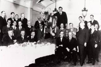 Babe Ruth and Group with Stuffed Cow photograph, undated