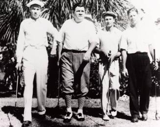 Babe Ruth, Dizzy Dean, Paul Waner, and an Unidentified Man Golfing photograph, undated
