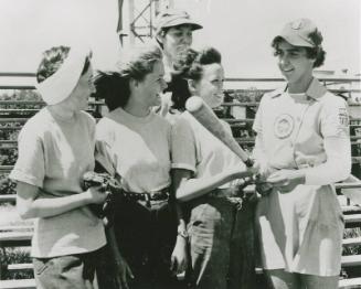 Audrey Wagner Greeting Spectators photograph, between 1943 and 1949