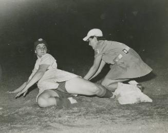 Ysora Castillo Tagging Mary Baumgartner photograph, between 1949 and 1951
