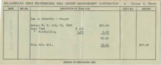 Ima G. Alderfer Paycheck stub, 1949 July 16