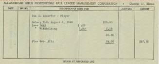 Ima G. Alderfer Paycheck stub, 1949 August 06