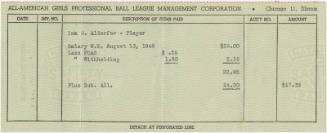 Ima G. Alderfer Paycheck stub, 1949 August 13