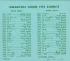 Kalamazoo Lassies schedule, 1951