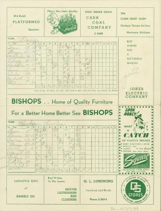 Fort Wayne Daisies versus Muskegon Lassies program and scorecard, 1950