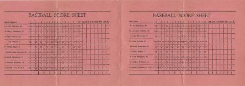 Springfield Sallies versus Chicago Colleens scorecard, 1950
