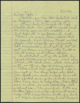 Letter from Nanci Foxx Canaday to John Bennett, 1996 September 27