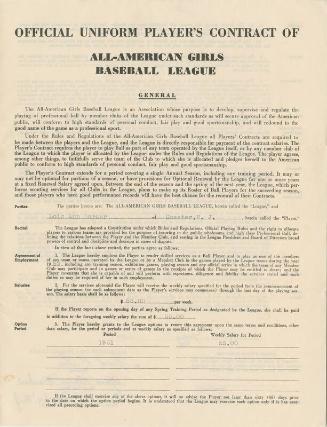 Lois Barker All-American Girls Baseball League contract, 1950 May 18