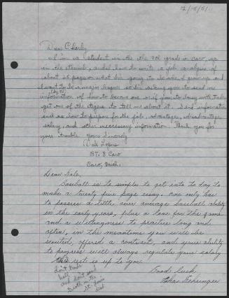 Letter from Dale Lopus to Charlie Gehringer, 1951 December 15