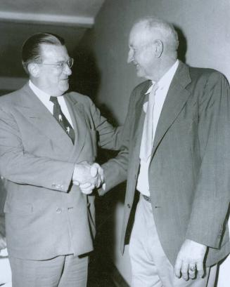 Walter O'Malley and Dazzy Vance photograph, 1951 July 21
