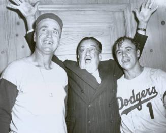 Walter O'Malley, Walter Alston and Pee Wee Reese photograph, 1956 September 30