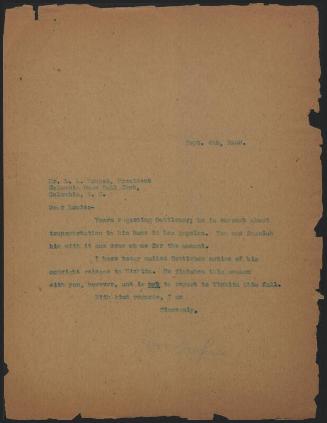 Letter from Samuel Dreyfuss to Louis Propst, 1928 September 04