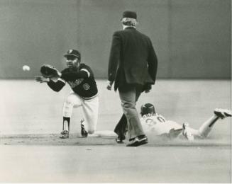 Tim Raines Sliding and Joe Morgan Catching photograph, either 1981 or 1982