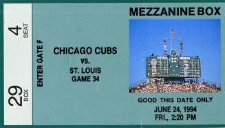 Chicago Cubs versus St. Louis Cardinals ticket, 1994 June 24