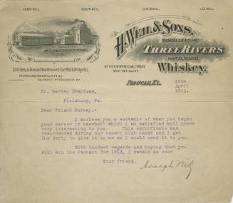 Letter and Attachment from Adolph Weil to Barney Dreyfuss, 1913 April 19