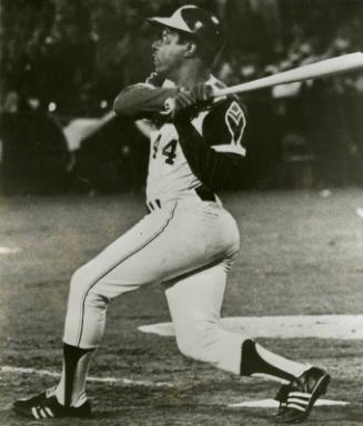 Hank Aaron Hitting his 715th Home Run photograph, 1974 April 8