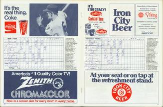 New York Mets versus Pittsburgh Pirates scorebook, 1972 September 30