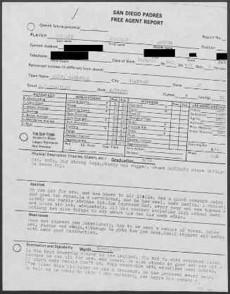 Jeff Bagwell scouting report, 1989 April 21