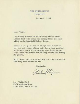 Letter from Richard Nixon to Waite Hoyt, 1969 August 08