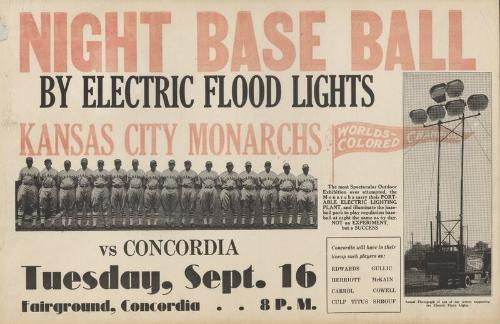 Kansas City Monarchs versus Concordia broadside, circa 1930