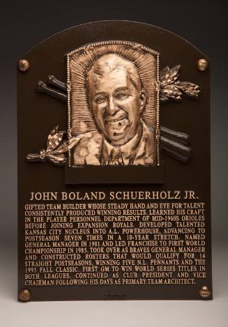 John Schuerholz Hall of Fame induction plaque